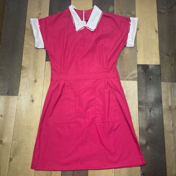 Avida Dresses & Skirts - Vintage Avida SMALL Candy Striper Uniform Pink Dress White Collar Sequin Canada